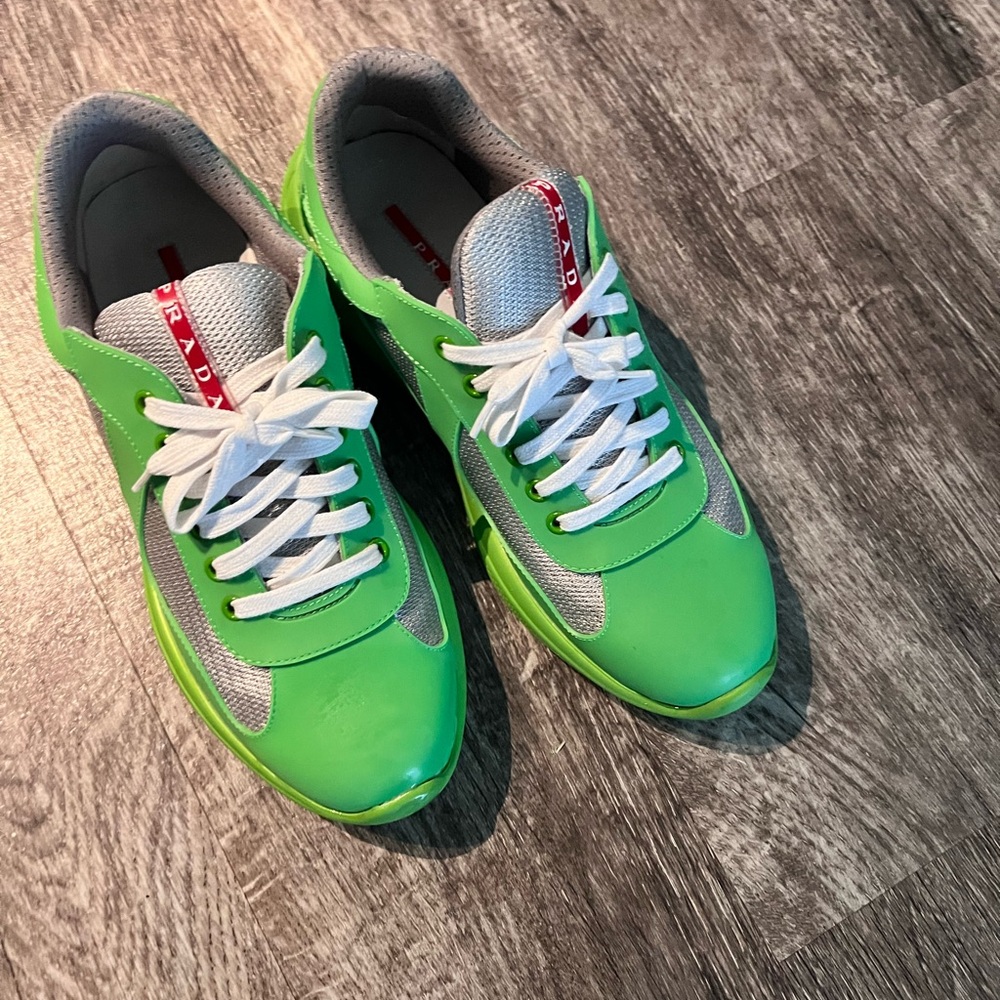 Prada Men's Lime Green and Gray Sneakers Size 10 - Picture 8 of 8